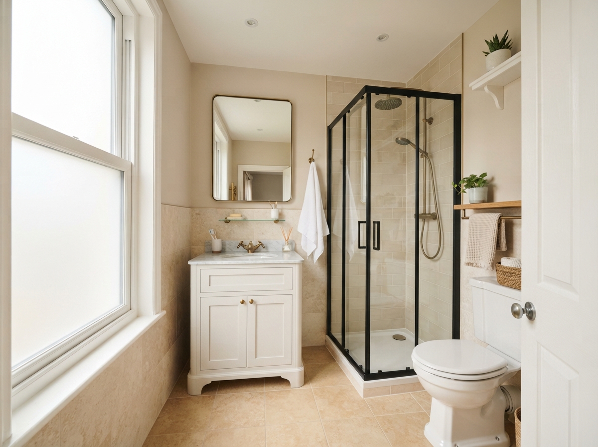 Small bathroom with glass shower