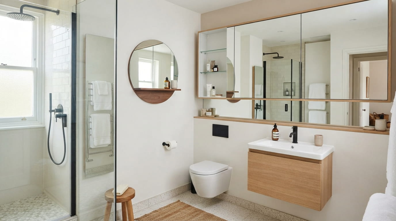 Small Bathroom Mirror Ideas That Double as a Space-Saving Trick