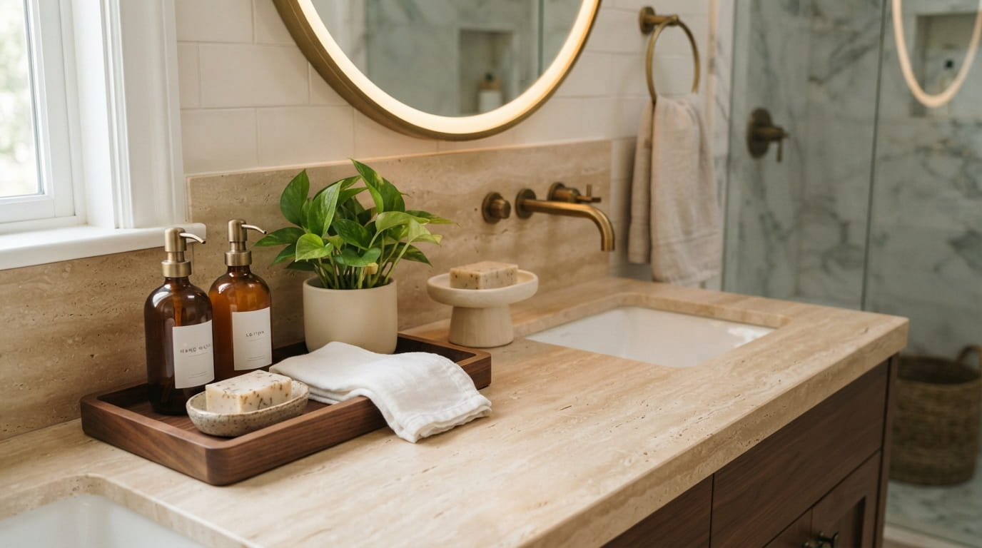 How to Style a Bathroom Counter Like a Design Blogger: 12 Simple Moves