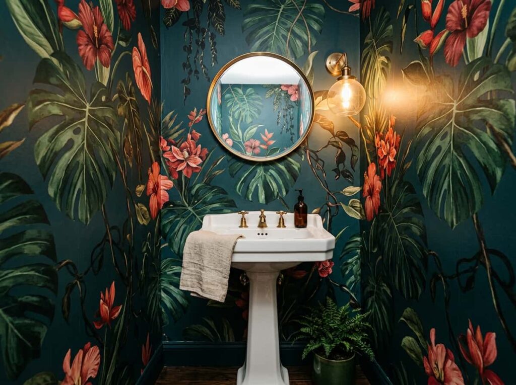 Hang Wallpaper in the Powder Room for the Biggest Impact Per Square Foot