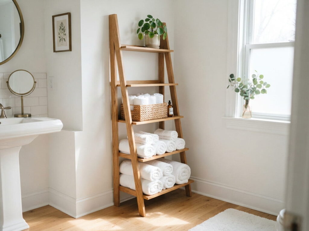 Add a Ladder Shelf Where the Cramped Corner Cabinet Used to Be