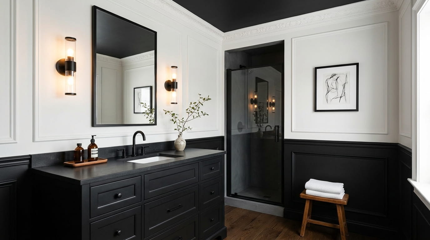 12 Black and White Bathroom Ideas That Have Nothing to Do With Tile