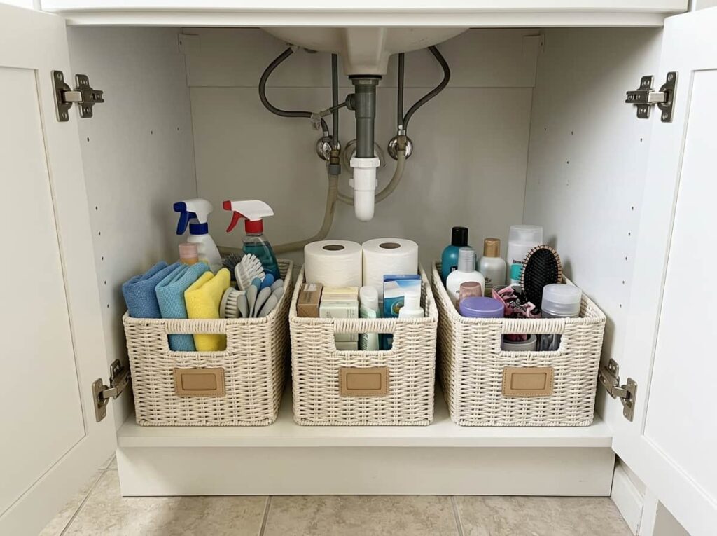 Under-Sink Bins Sorted by Category, Not Just Shoved In