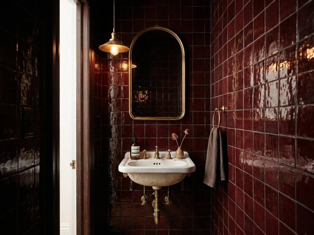 Oxblood Tile Powder Room