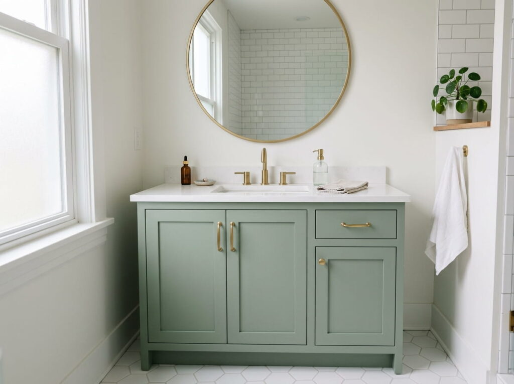 Paint the Vanity in Bathroom-Rated Enamel