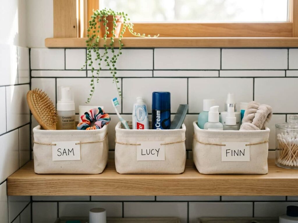 Give Each Person Their Own Small Bin in a Shared Bathroom