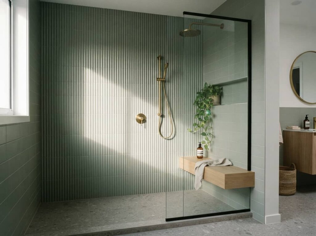 Stack Fluted Tile on One Feature Wall